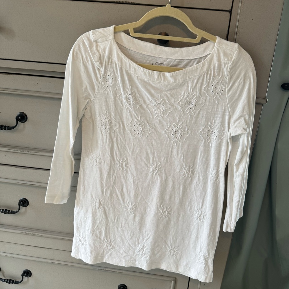 Loft Small 3/4 Sleeve Boat Neck T-Shirt